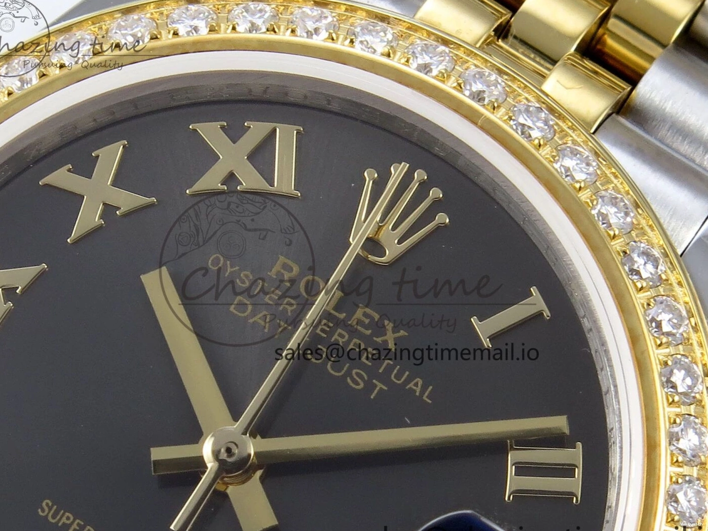 on SS YG DateJust 904L Steel Roman Jubilee Edition Diamonds HZ2236 Bracelet JARF 278383RBR Dial 1:1 Gray Best 31 0404